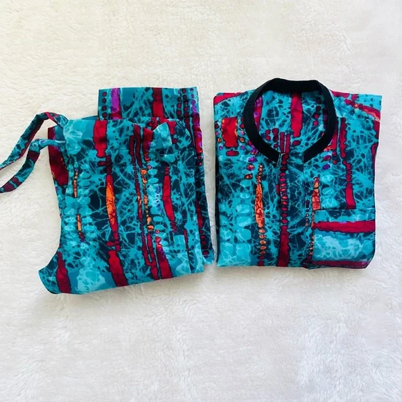 Handmade Boys Short Sleeve African print 2Piece Set Toddler 2T-3T - Picture 4 of 7